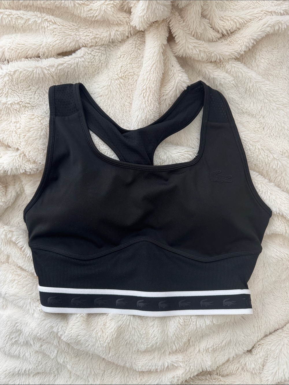 Lacoste Black & White Racerback Sports Bra